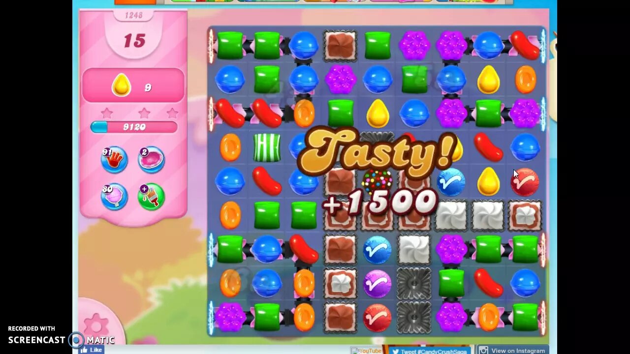 Candy Crush Level 1248 Audio Talkthrough, 1 Star 0 Boosters