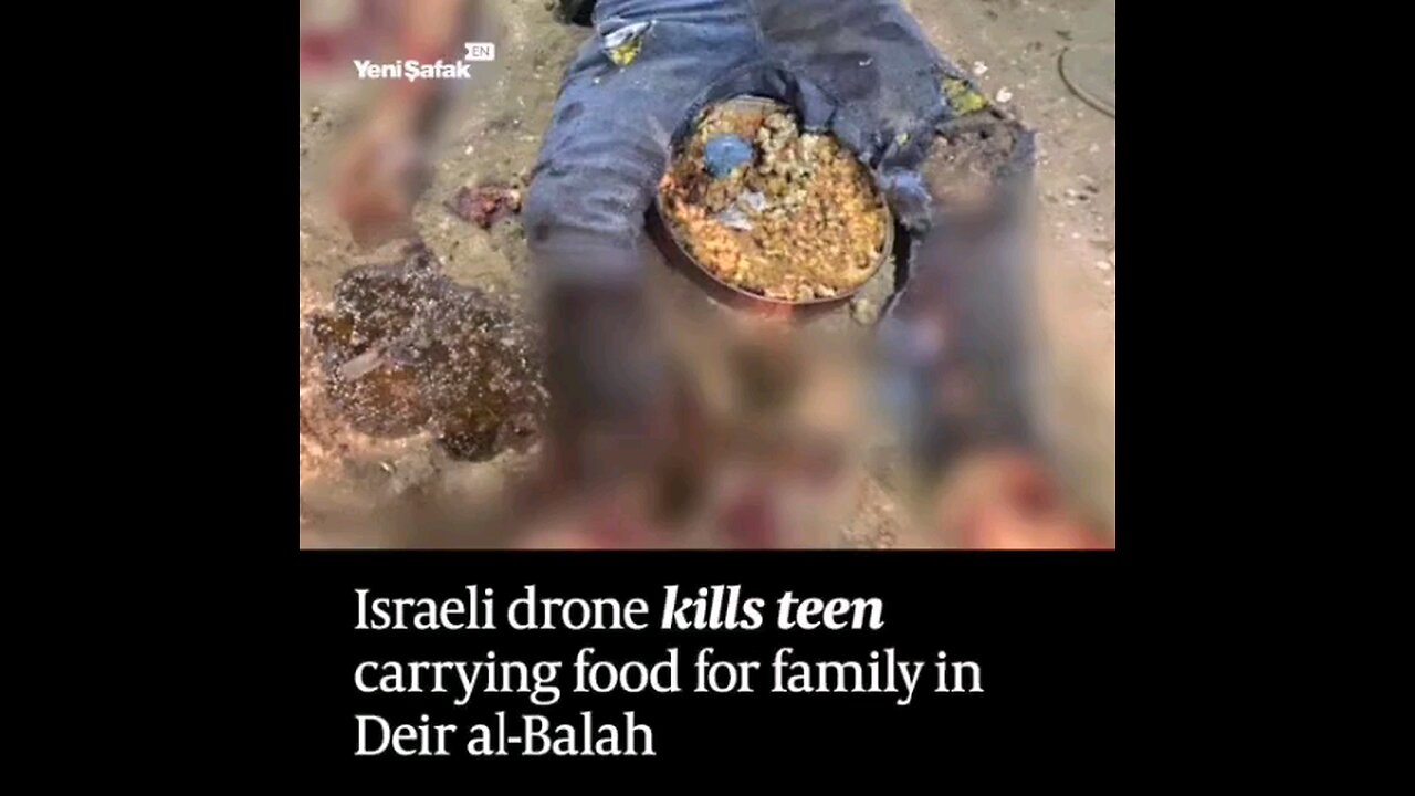 ISRAELI drone kills teen carrying food for family in Deir Al-balah Gaza Palestine 😭😭