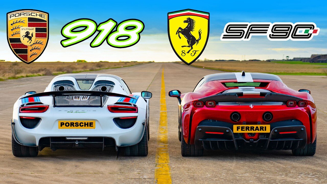 Ferrari SF90 v Porsche 918 Spyder: DRAG RACE