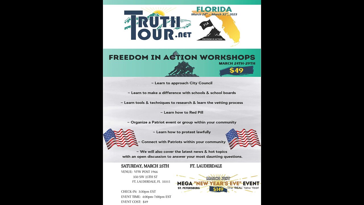 FLORIDA THE TRUTH TOUR IS HEADED YOUR WAY - MARCH 24TH - 31ST