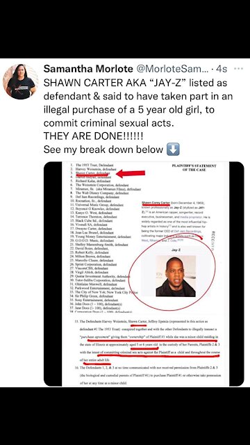 Jay-Z AKA Shawn Carter listed as defendant-Criminal Sexual Acts on a 5yo