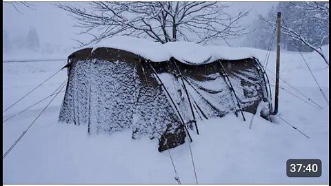 Heavy Snowfall solo camping #