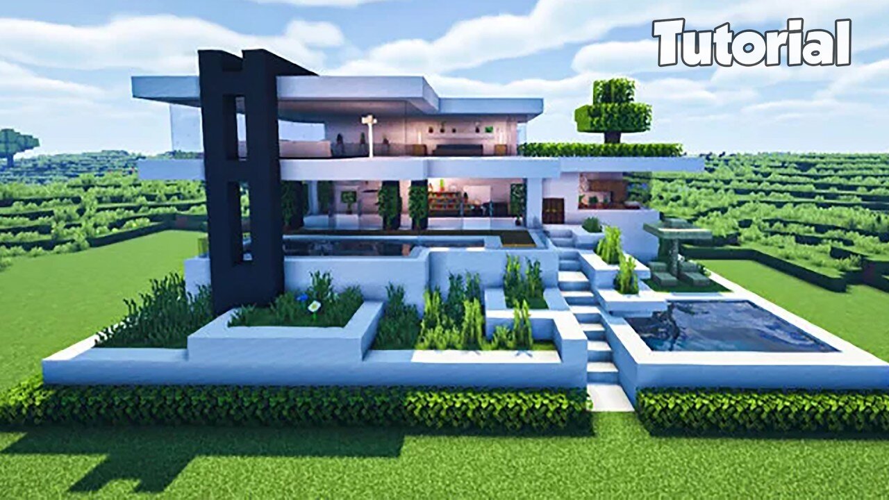 Minecraft: How to Build a Modern House Tutorial (Easy) #43 - Interior in Description!