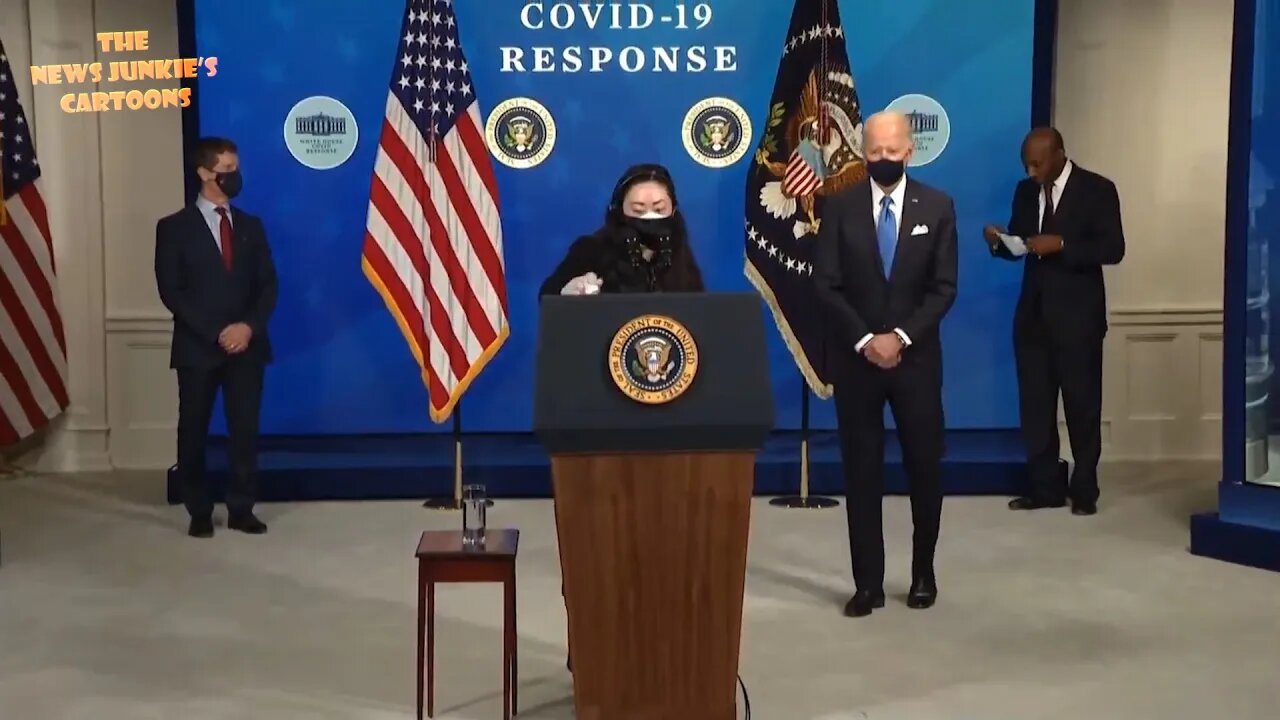 Biden credits himself for delivering vaccines.