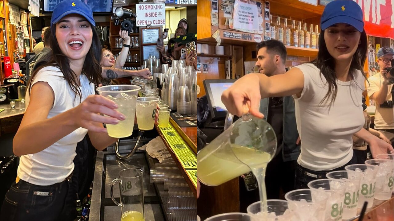 Kendall Jenner Bartends in Tuscaloosa, pours Tequila shots and Margaritas