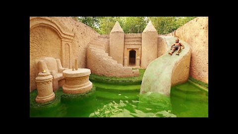 105 Days Building The Most Amazing Underground Water Slide Temple House