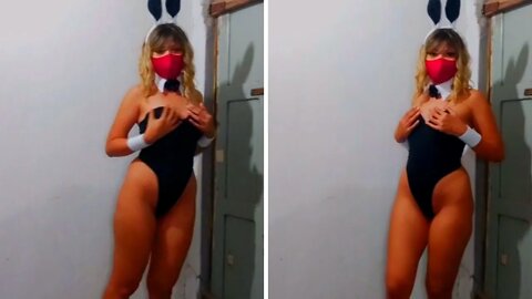 Emily mostrando uma previazinha da sua roupa!!🐰