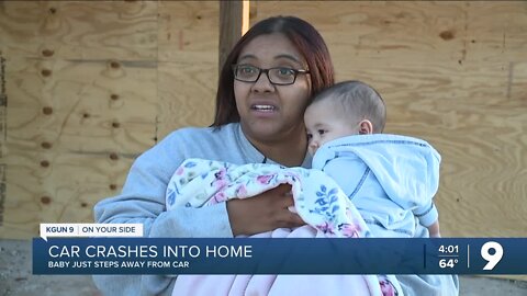 Car Crashes Into Home Narrowly Missing Baby