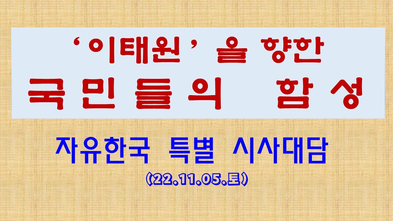 ‘이태원’을 향한 국민들의 함성(221105 토) [자유한국 특별 시사대담] 김시환 목사*조대용 대표*구성재대표*최세운본부장