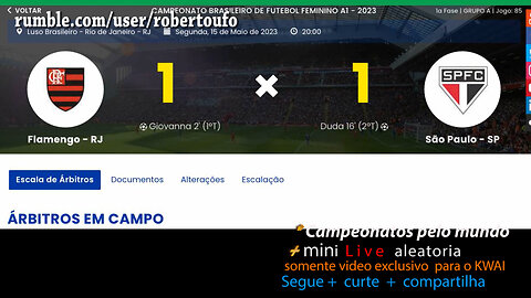 Brasileiro feminino Women 2023 live May 15th - FLAMENGO x SAO PAULO - rodada 11
