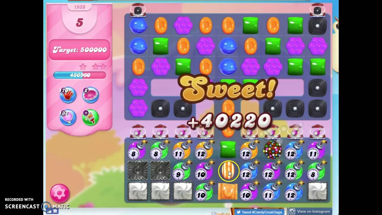 Candy Crush Level 1950 Audio Talkthrough, 3 Stars 0 Boosters