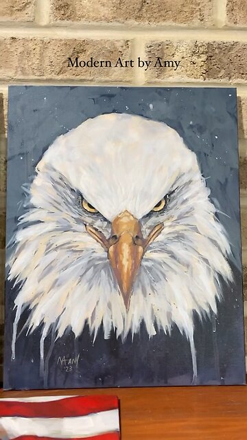 Acrylic Paintings - Eagles, Horses, Jesus, Christian Art, Patriotic Art, American Flag Painting