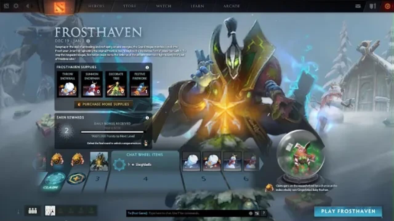 Dota 2 Frosthaven reward! Aww, I almost get baby roshan courier!!! wtf 3 time spin again!