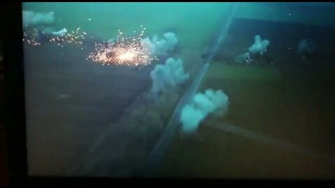 The moment Ukrainian MRLS rockets landed on a Russian supply line in Kharkiv Oblast.