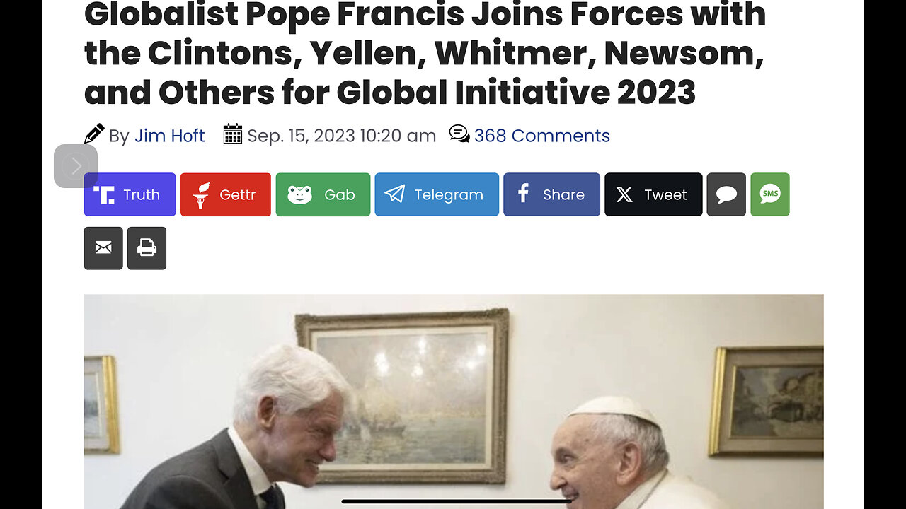 Globalist Pope Francis Joins Forces with the Clintons, and Others for Global Initiative 2023