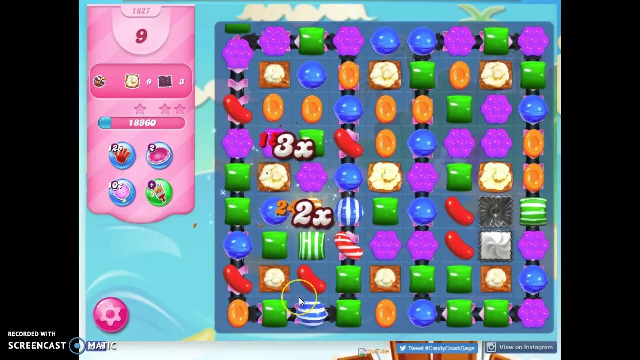 Candy Crush Level 1627 Audio Talkthrough, 2 Stars 0 Boosters