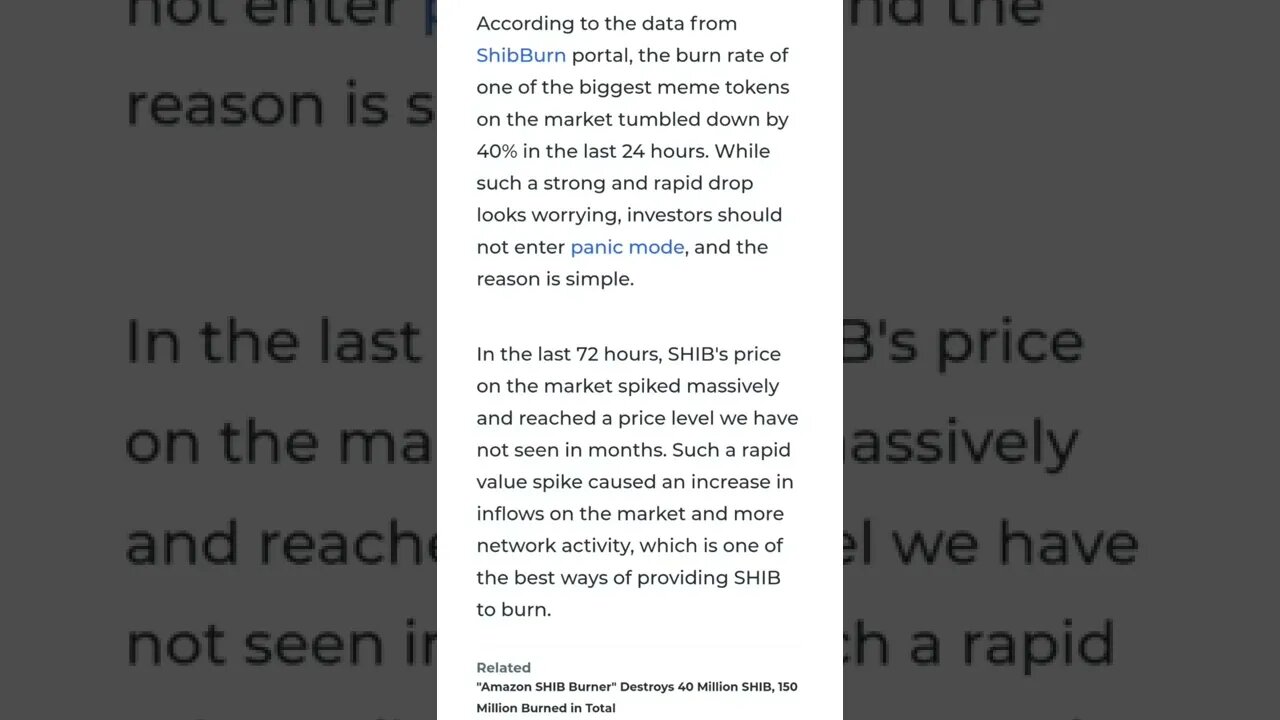 Shiba Inu (SHIB) Burn Rate Tumbles Down by 40% @aantonop @BenjaminCowen @BitBoyCrypto @Hashoshi4