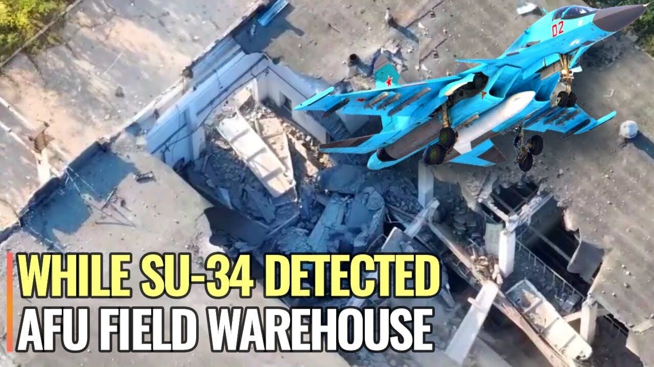 Su-34 bomber destroy the AFU field warehouse in Avdeevka