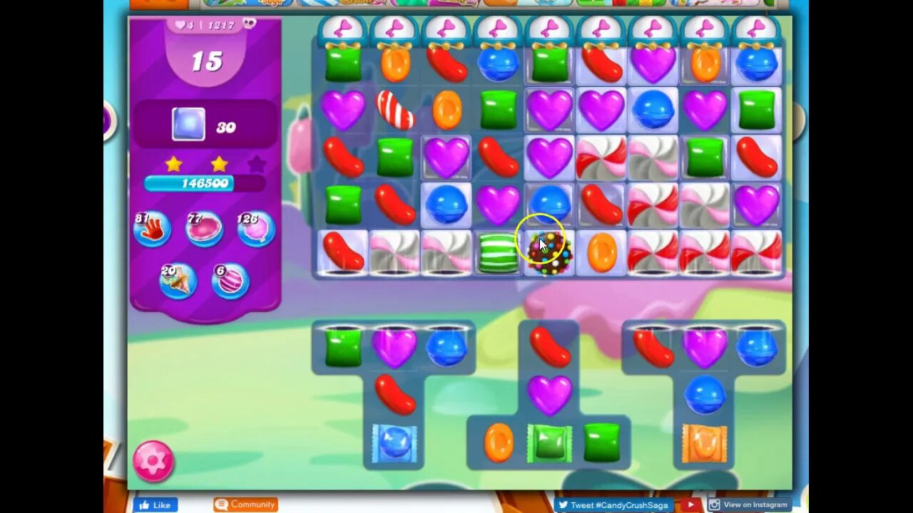 Candy Crush Level 1217 Talkthrough, 25 Moves 0 Boosters