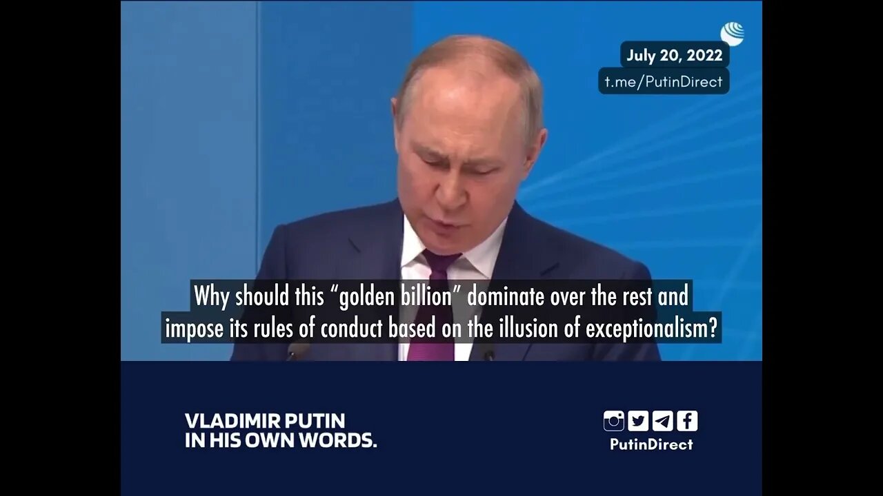 Putin blasts the globalist liberal order as totalitarian and asserts that the West came