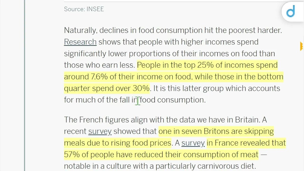 到 2022 年 5 月，法國人的食物消耗量減少了 17%。為什麼？