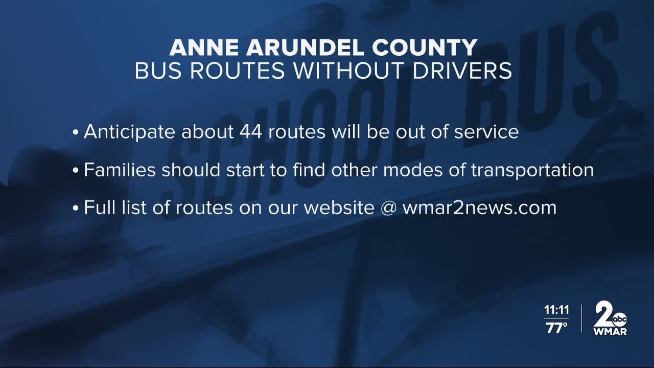 Anne Arundel schools anticipates 44 bus routes not in service to start year