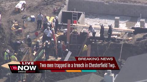 Two men trapped in a trench in Chesterfield Township