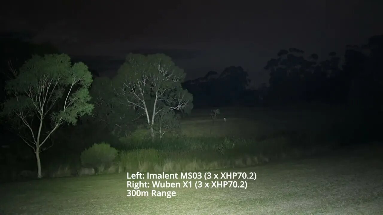 Flashlight Comparison Beamshots: Imalent MS03 vs Wuben X1