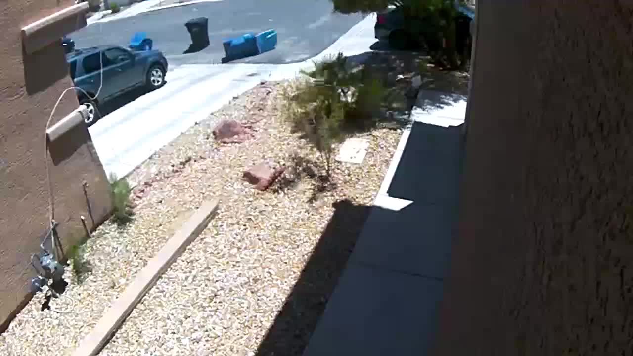 CAUGHT ON CAMERA: Trash can in dust devil smashes car window in Las Vegas valley day (raw video)