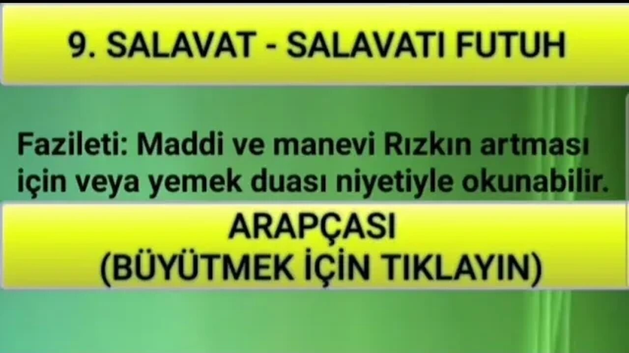 SALAVAT-I ŞERİFELER (9. SALAVAT )