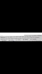 The digits 1,2,3 and 4 can form 24 four-digit numbers without repeating any of the digits in each