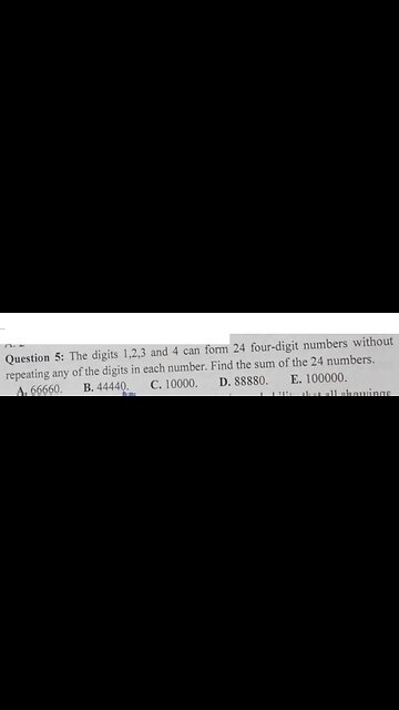 The digits 1,2,3 and 4 can form 24 four-digit numbers without repeating any of the digits in each