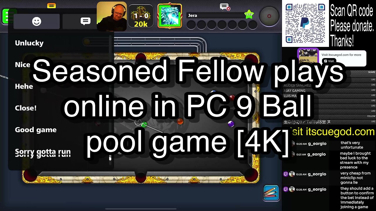 Seasoned Fellow plays online in PC 9 Ball pool game [4K] 🎱🎱🎱 8 Ball Pool 🎱🎱🎱[ReRun]