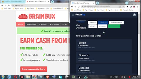 Make Bitcoin Money Viewing Paid To Click Adverts At Brainbux And Instant Withdraw At FucetPay