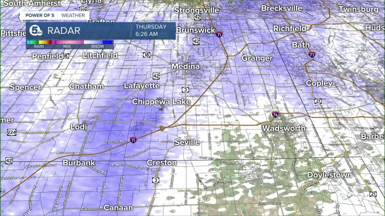 Snow showers early with minor accumulations between 1 to 3 inches Thursday