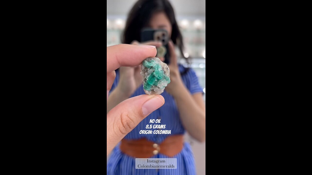 Rare Rough Colombian emerald crystal rock specimen in quartz shale matrix natural formation