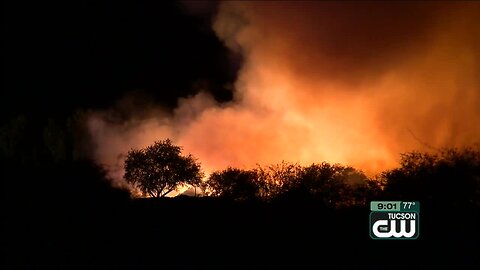 Nearly 20,000 bales of hay burning at the San Xavier Co-Op Farms