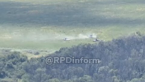 Footage of the destruction of a armored group of the Ukrainian Armed Forces by ATGMs & drone strikes