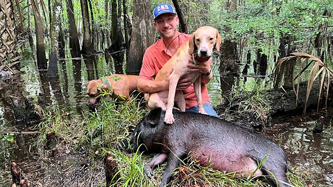 My Puppy Showed out to find us this WILD HOG!!