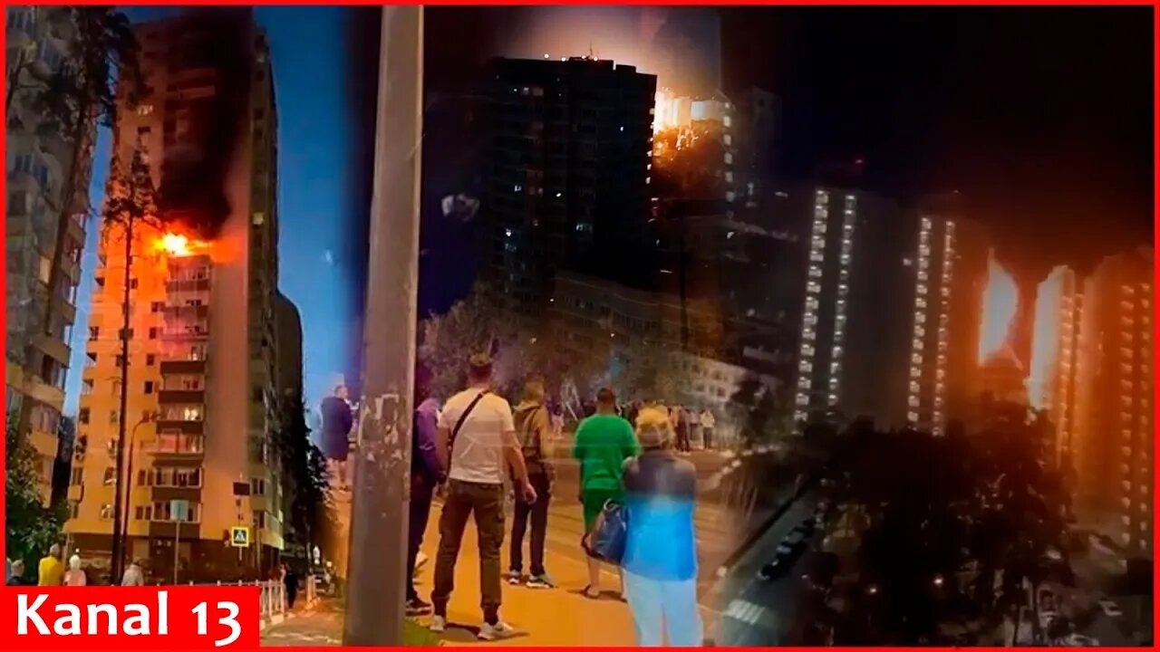 Moment when Ukrainian drones crashed into residential buildings in Moscow