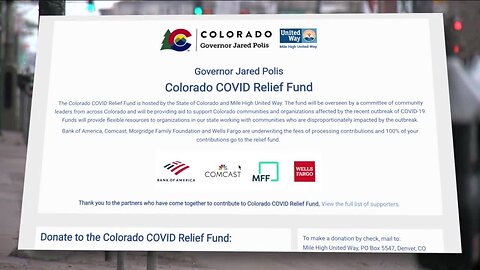 Governor Polis sets up state relief fund to help community-based groups amid COVID-19