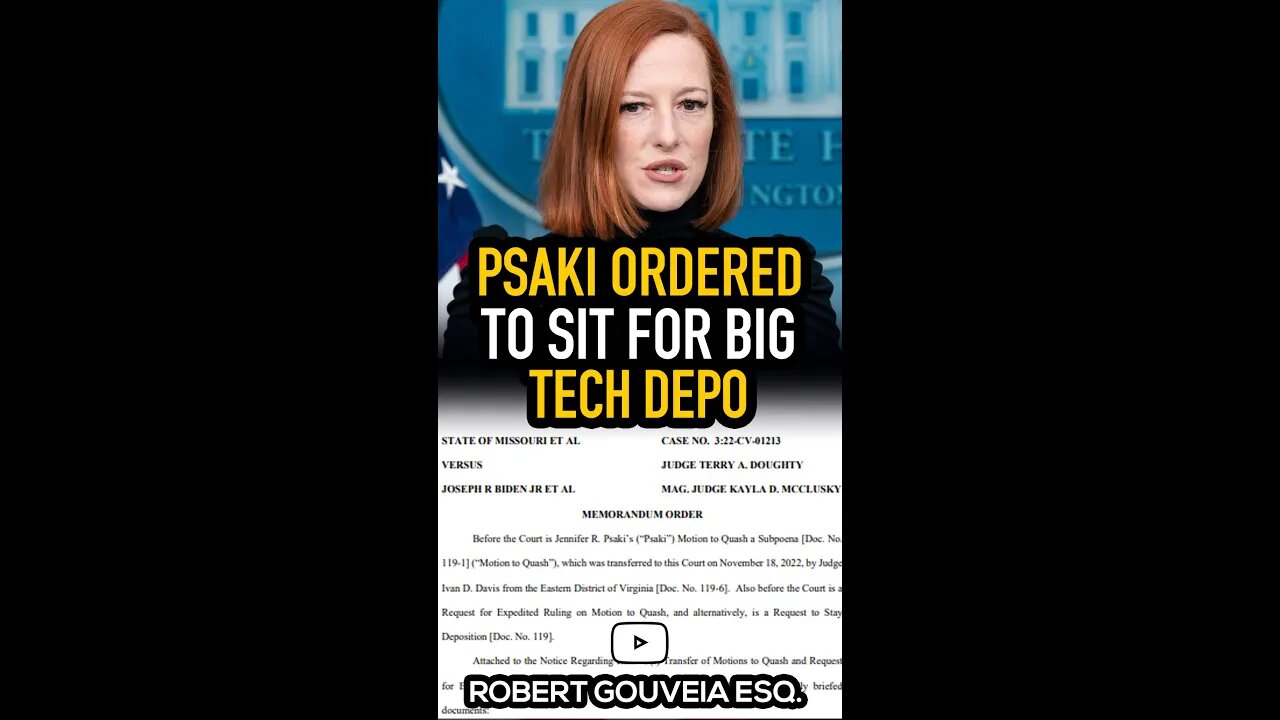 Psaki ORDERED to Sit for Big Tech Depo #shorts