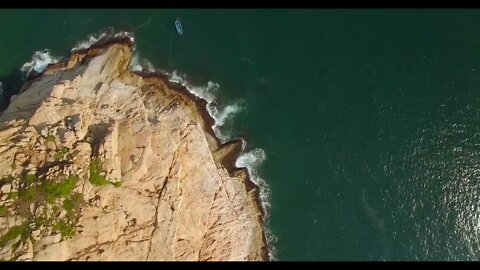 Cliff Island Sea View Drone Aerial View Free stock footage Free HD Videos no copyright