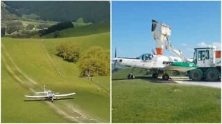 Avião de fertilizante pousa em estrada rural íngrime na Nova Zelândia