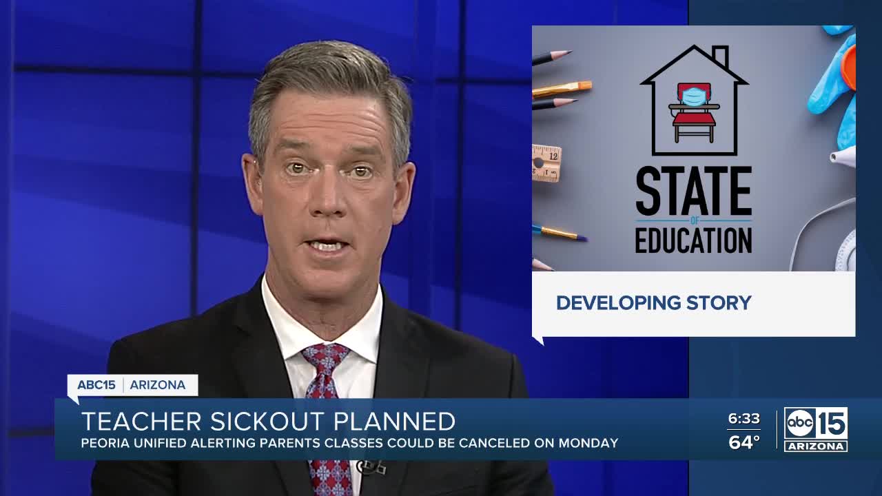 Peoria unified closing some schools Monday as hundreds of teachers plan to stage "sickout"