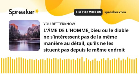 L'ÂME DE L'HOMME_Dieu ou le diable ne s’intéressent pas de la même manière au détail, qu’ils ne les