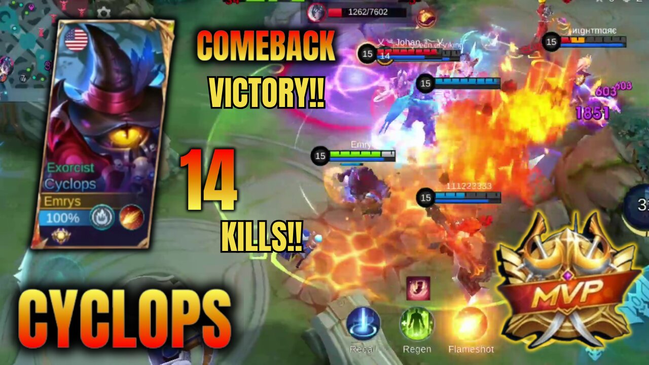 14 KILLS! COMEBACK VICTORY!! MVP! Legend Ranked Cyclops