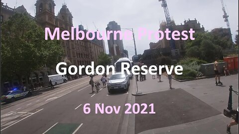 6 Nov 2021 - Melbourne Protest 04: Parliament House from Gordon Reserve