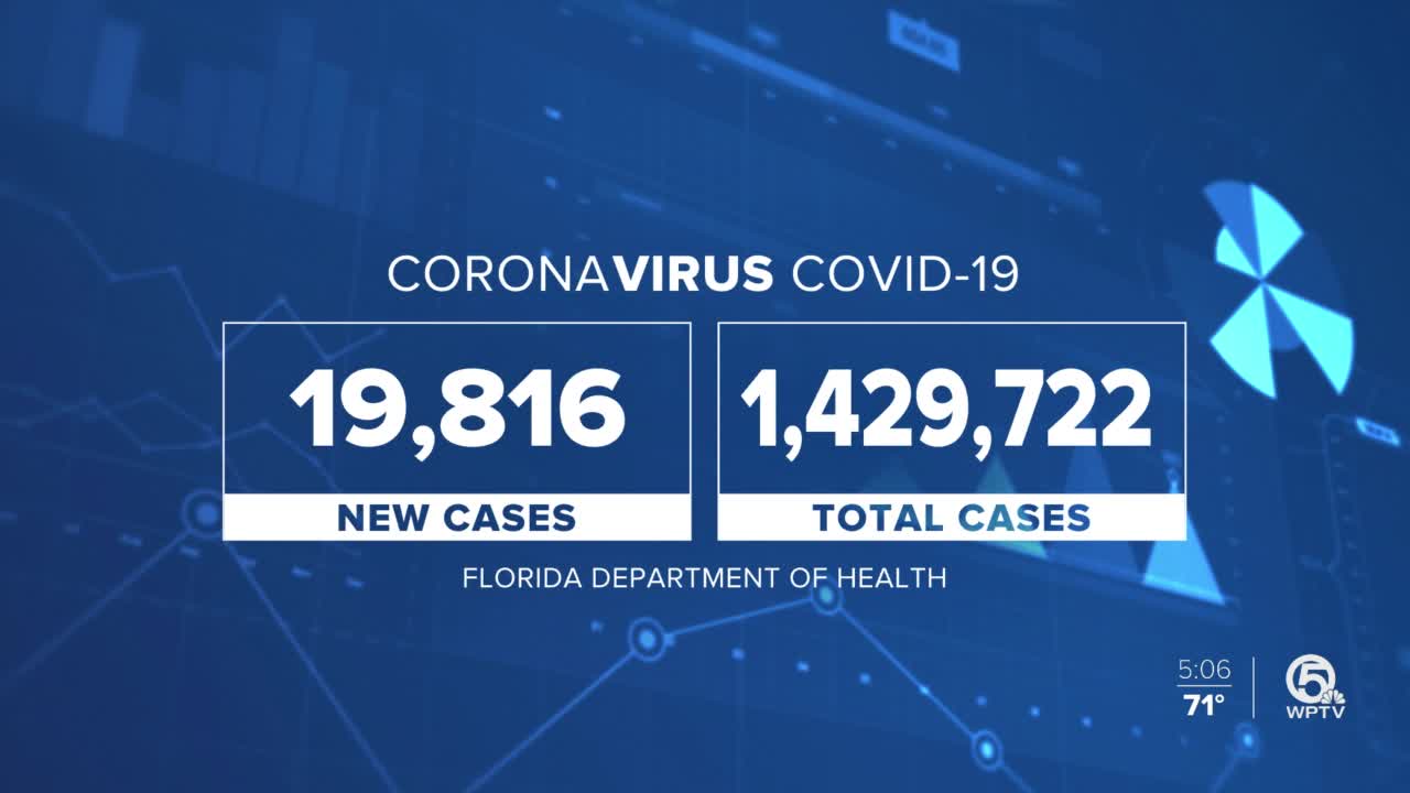 Florida's cases rise by record 19,816