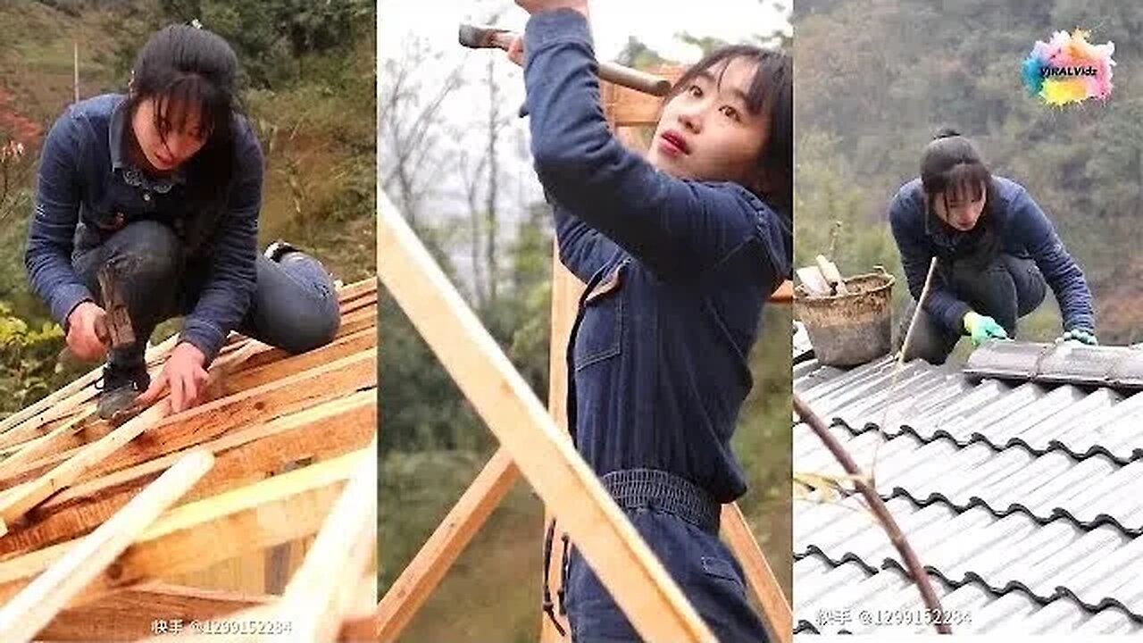 UNBELIEVABLE! Young Woman Builds Her Own Wooden Cabin